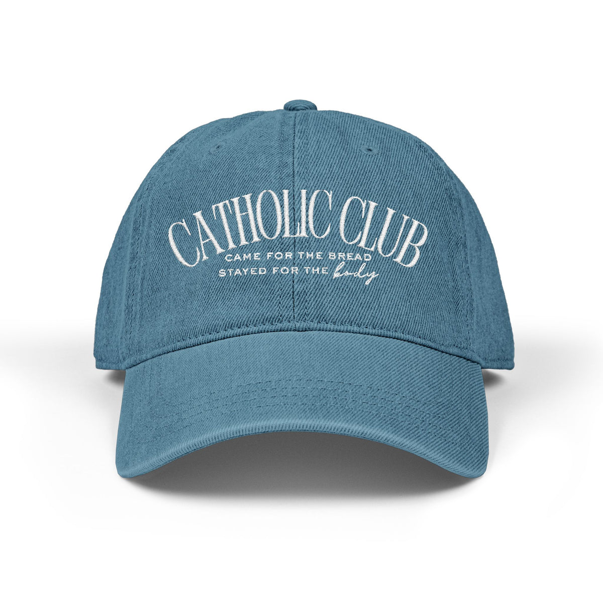 Catholic Club Embroidered Denim Hat