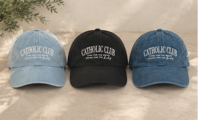Catholic Club Embroidered Denim Hat