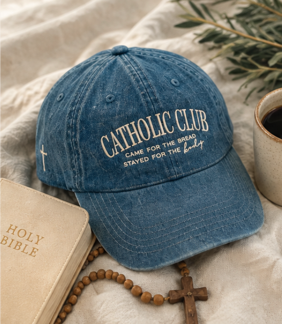 Catholic Club Embroidered Denim Hat